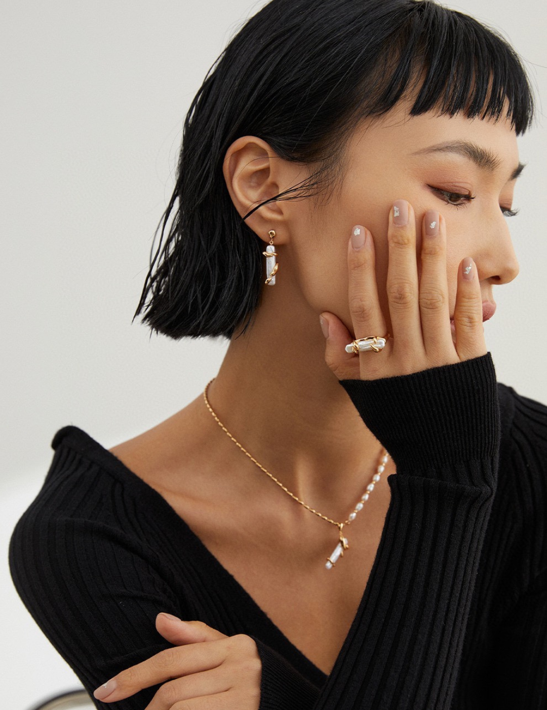 Natural Pearl Bar Shape Necklace – Current