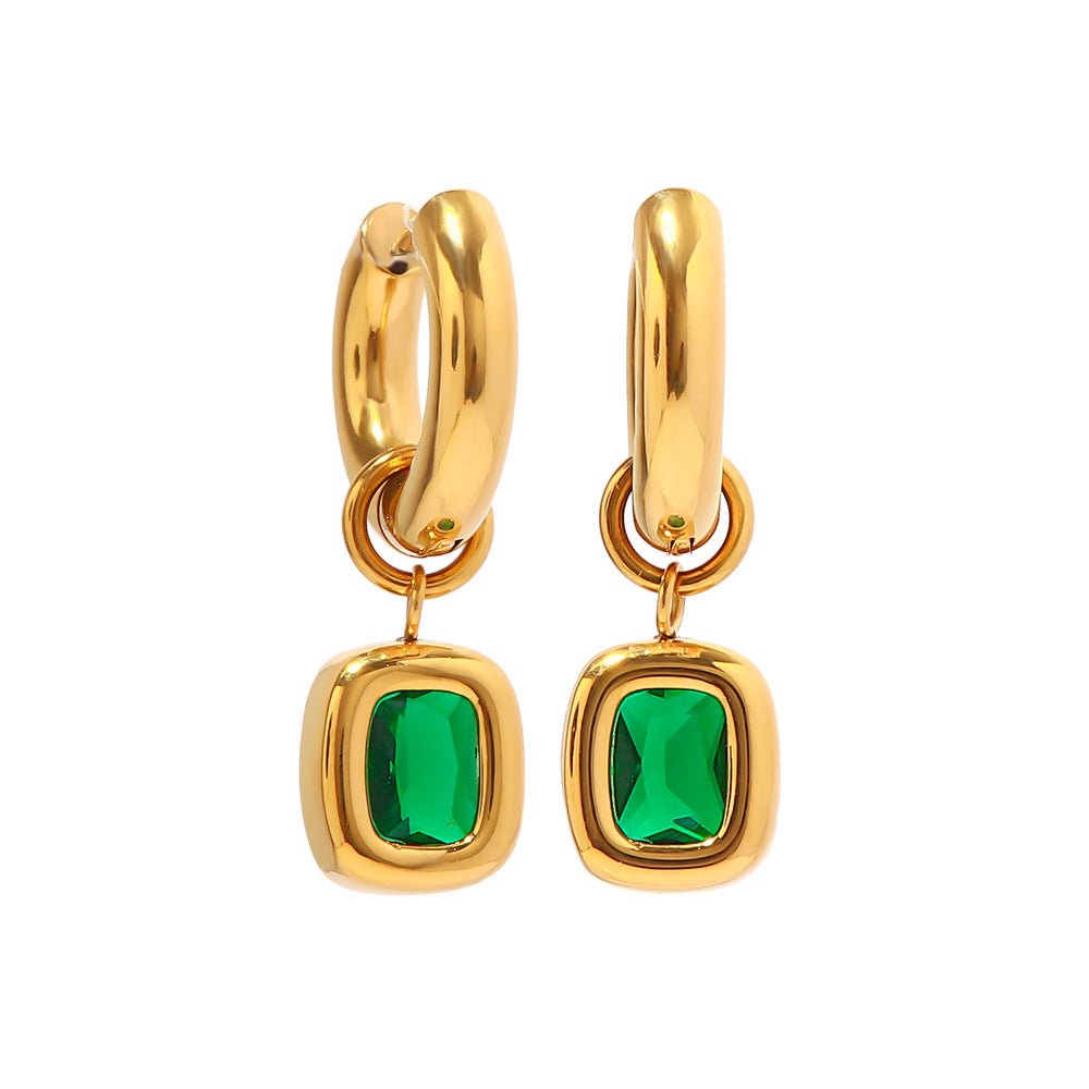 Emerald Green Hoop Earrings