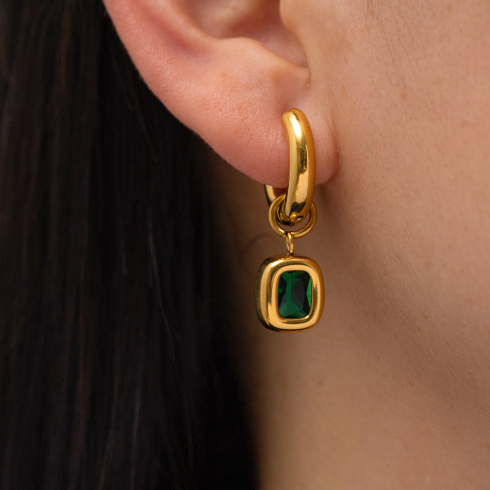 Emerald Green Hoop Earrings