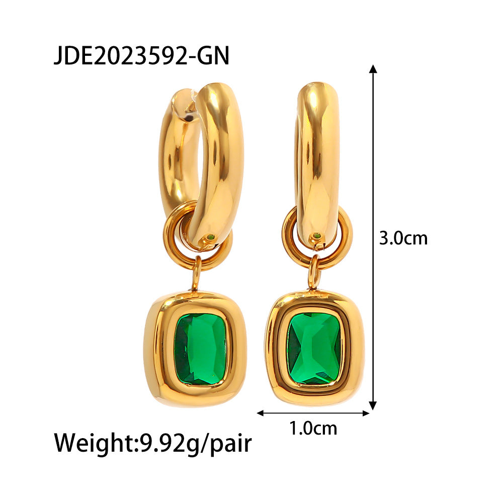 Emerald Green Hoop Earrings