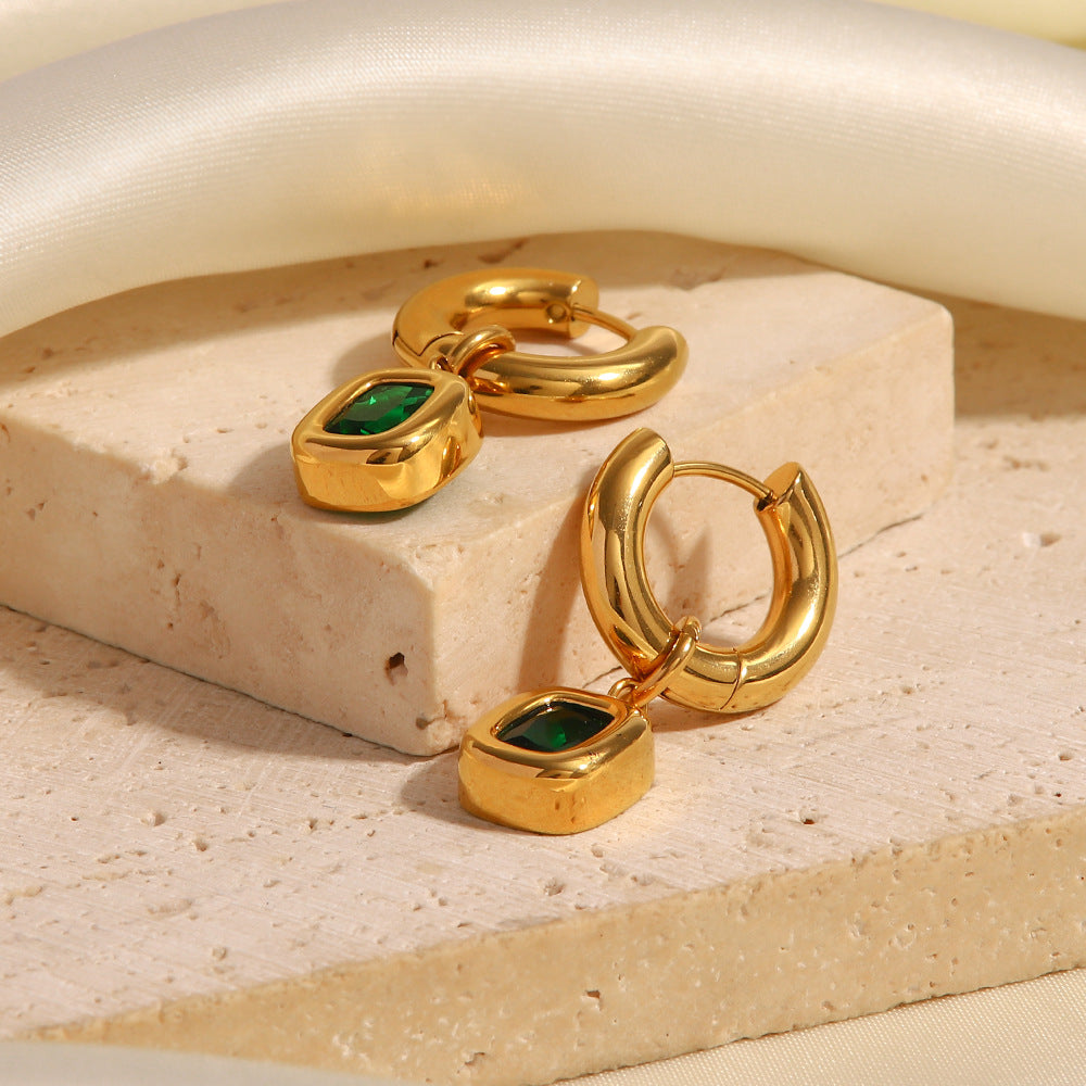 Emerald Green Hoop Earrings