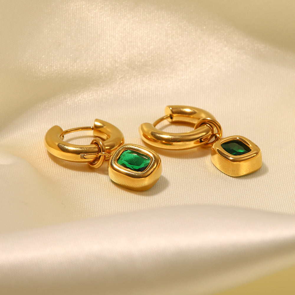 Emerald Green Hoop Earrings
