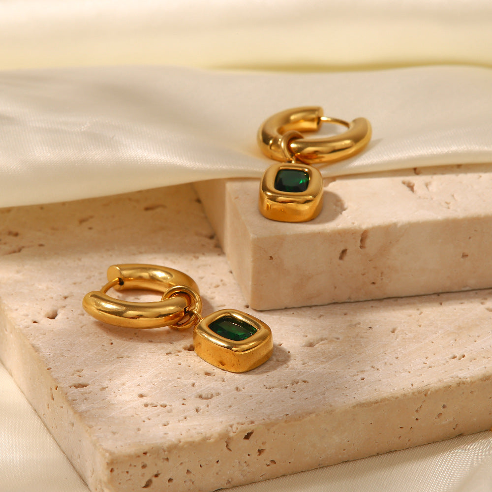 Emerald Green Hoop Earrings