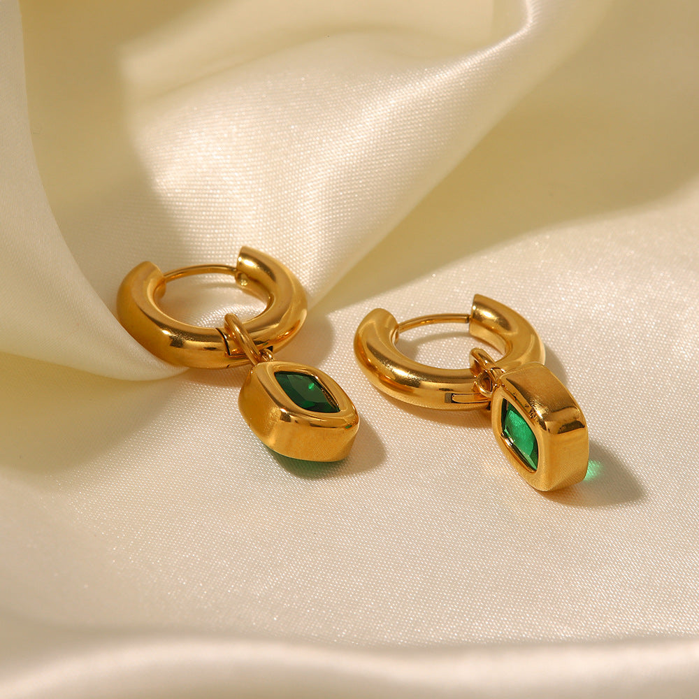 Emerald Green Hoop Earrings