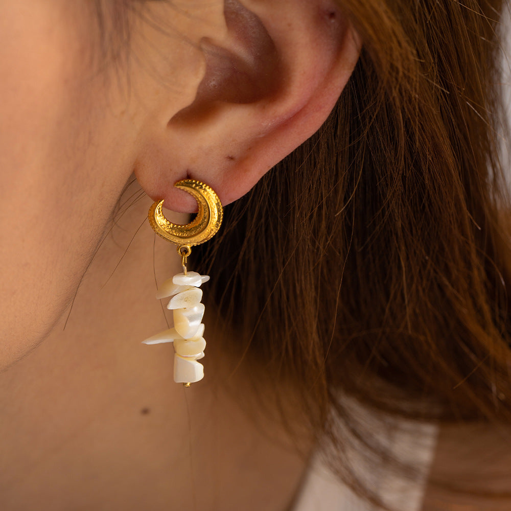 Gilded Luna Seashell Earrings