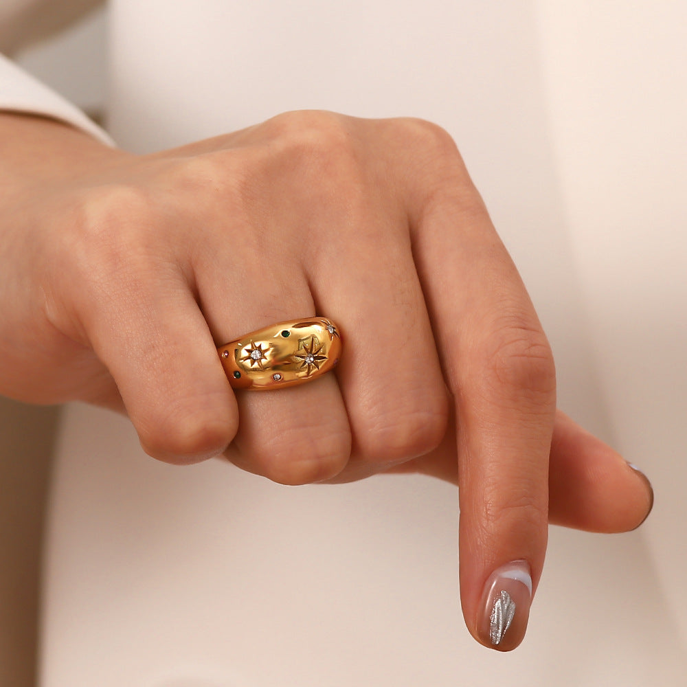 Gold Star Dome Ring