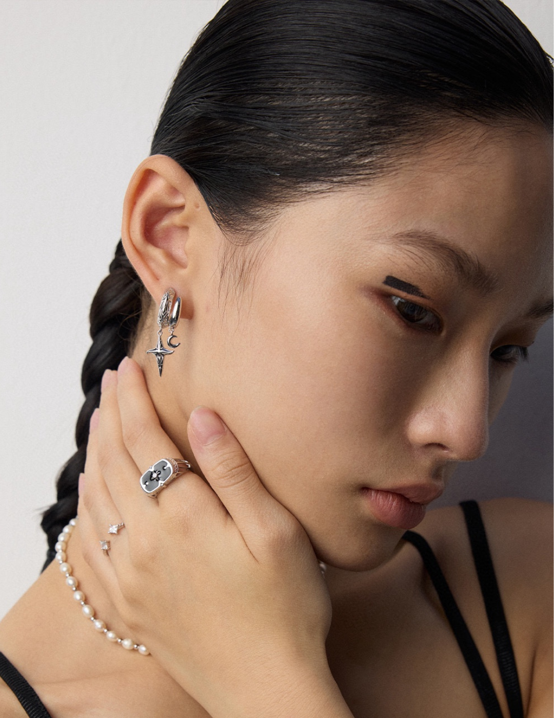 Silver Charm Hoop Earrings - Nightfall