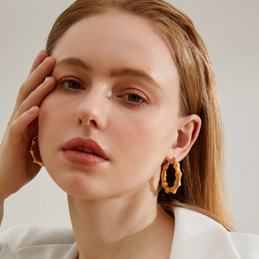 Bamboo Gold Hoop Earrings