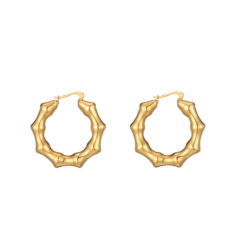 Bamboo Gold Hoop Earrings