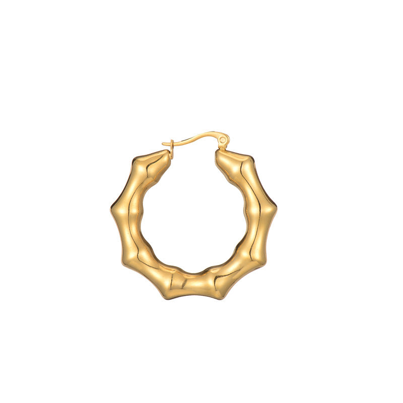 Bamboo Gold Hoop Earrings