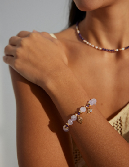 Amethyst Beaded Charm Bracelet - Juliette