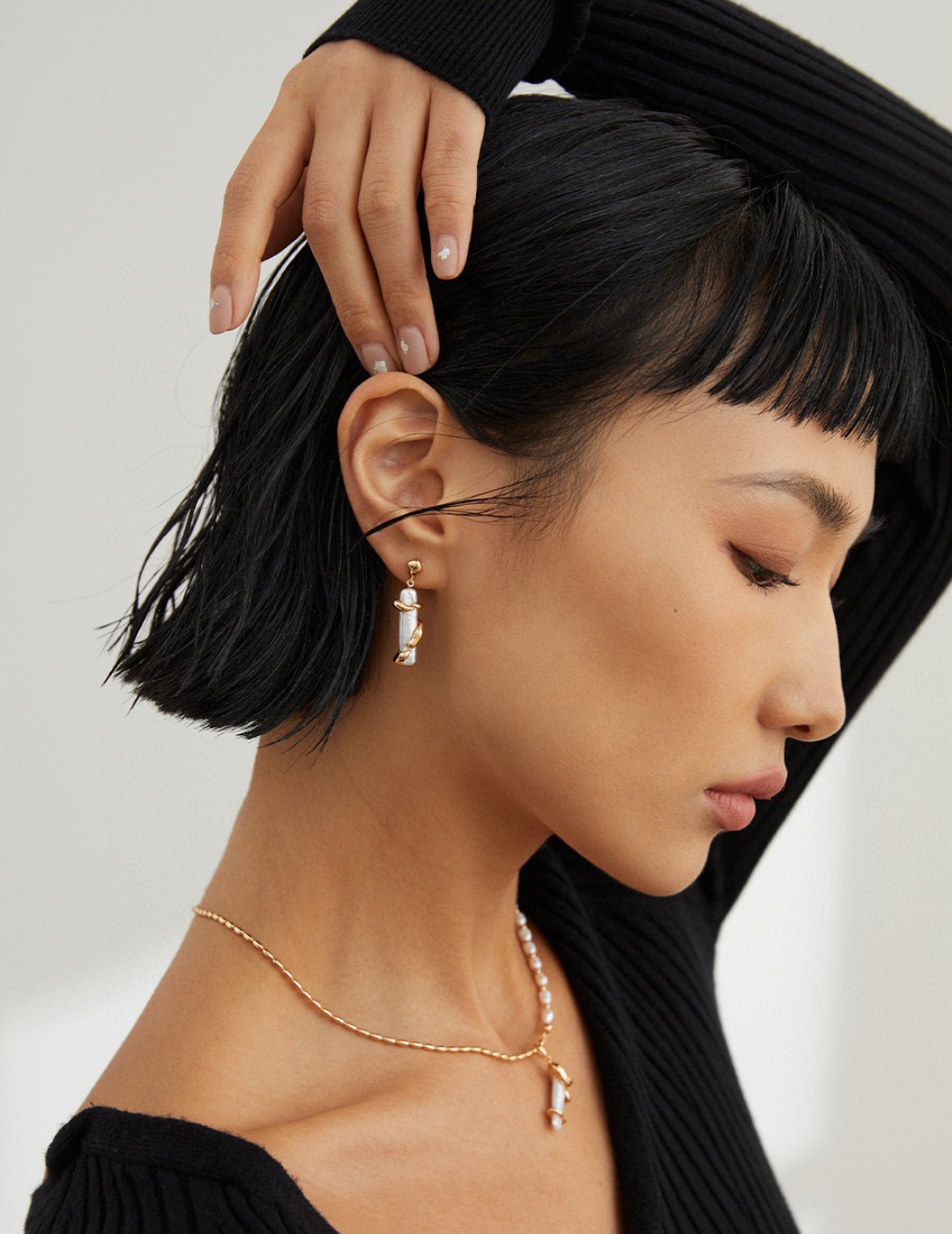 Natural Pearl Bar Shape Earrings – Current