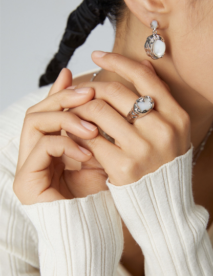 Gold Plated Mother of Pearl Gold Earring - Tide