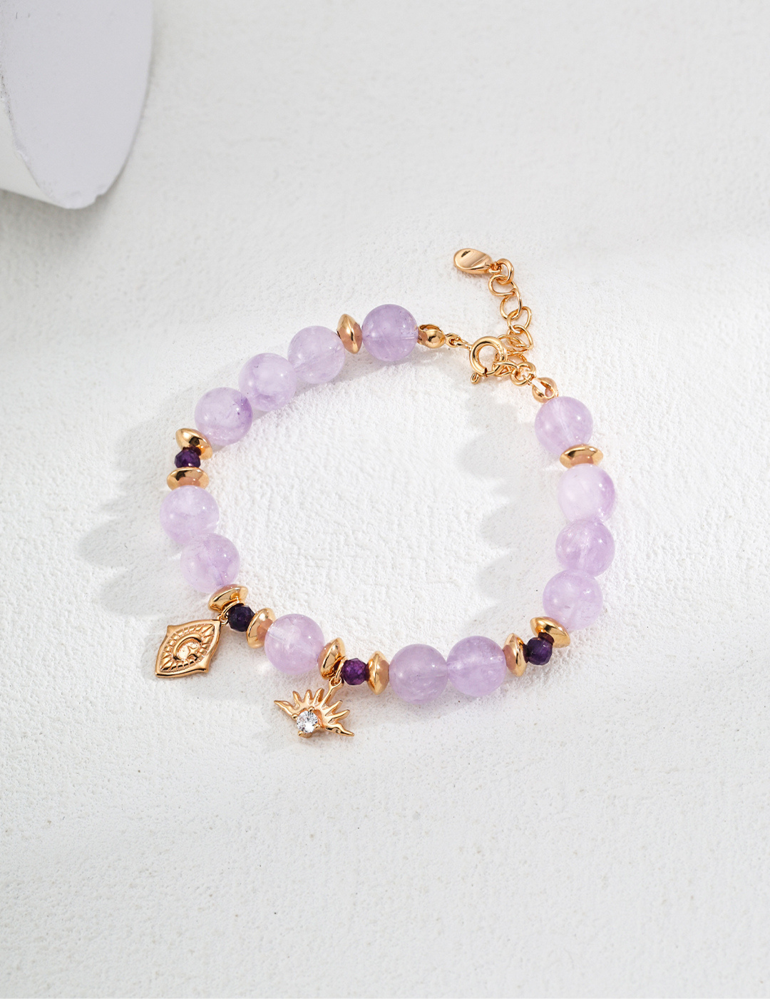 Amethyst Beaded Charm Bracelet - Juliette