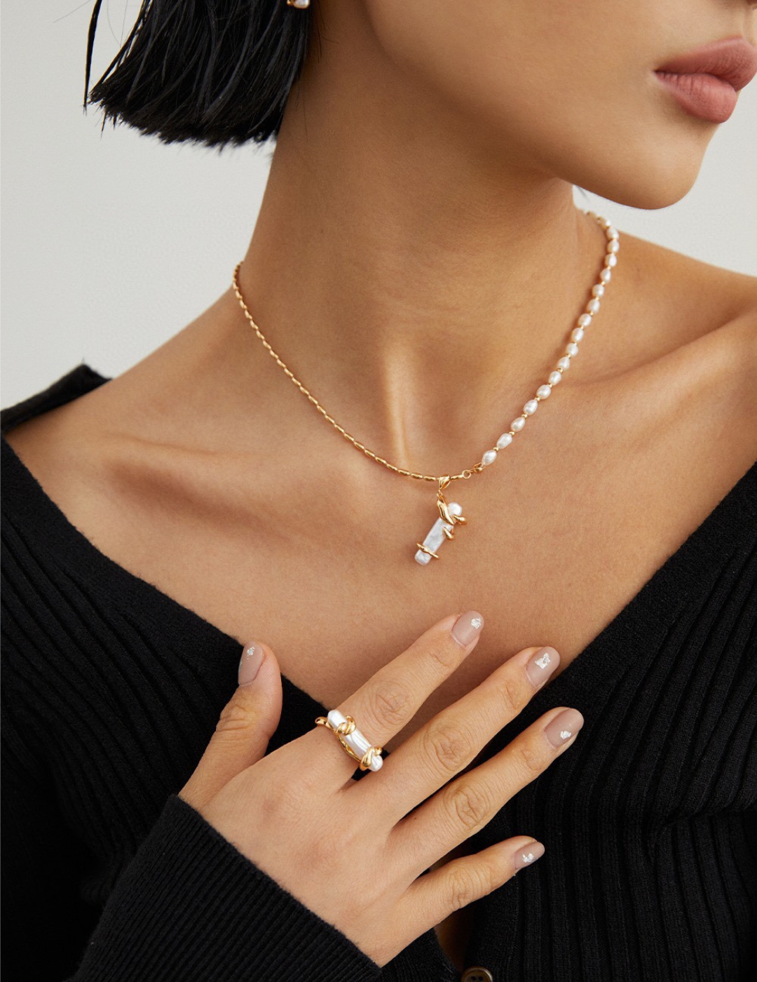 Natural Pearl Bar Shape Necklace – Current