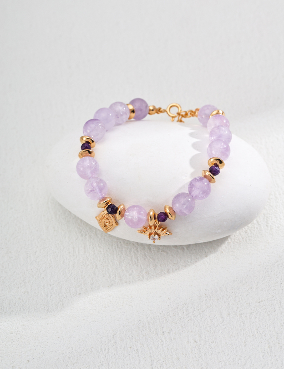 Amethyst Beaded Charm Bracelet - Juliette