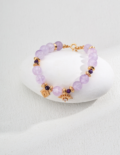 Amethyst Beaded Charm Bracelet - Juliette