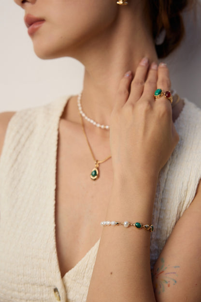 Malachite Pearl Bracelet - Muse