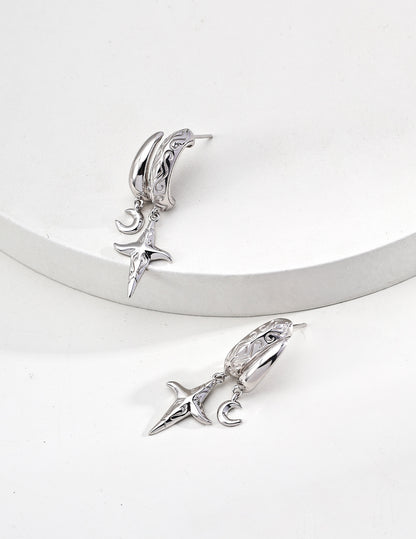 Silver Charm Hoop Earrings - Nightfall