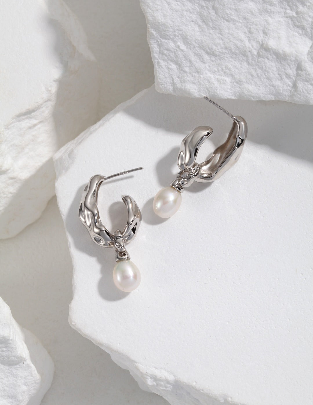 Gold Plated Natural Pearl Earrings – Flowline