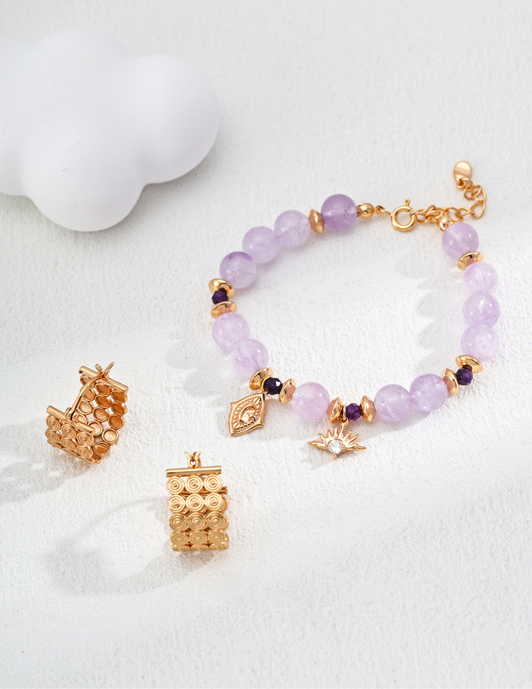 Amethyst Beaded Charm Bracelet - Juliette