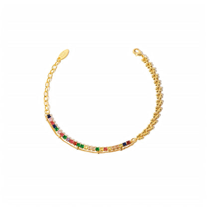 Rainbow Zircon Chain Bracelet