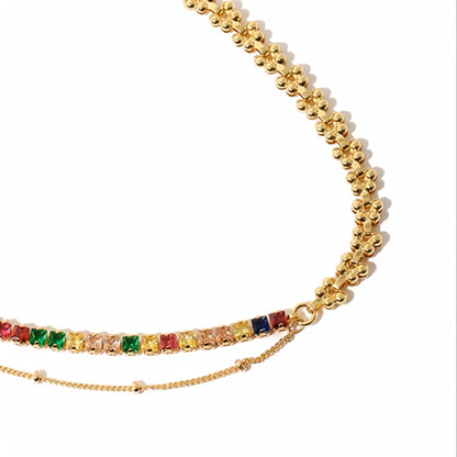 Rainbow Zircon Chain Bracelet