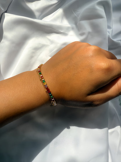 Rainbow Zircon Chain Bracelet