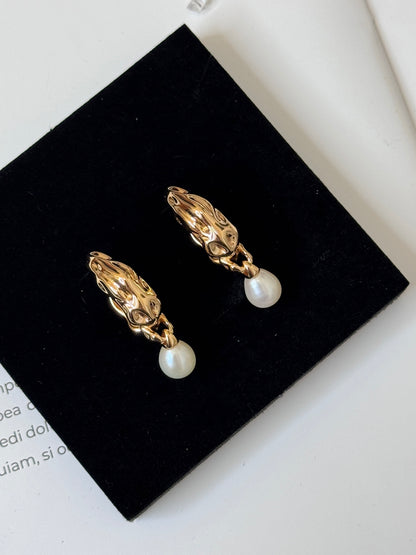 Gold Plated Natural Pearl Earrings – Flowline