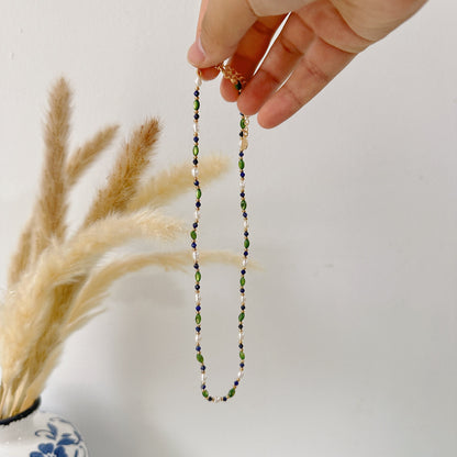 Gemstone & Pearl Beaded Necklace - Meadow