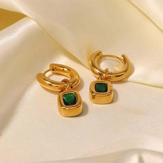 Emerald Green Hoop Earrings