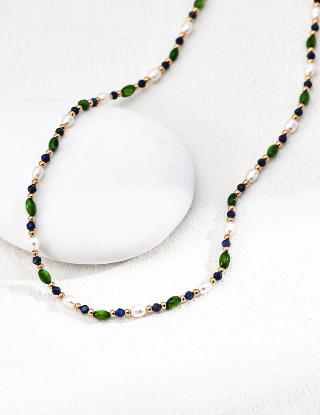 Gemstone & Pearl Beaded Necklace - Meadow