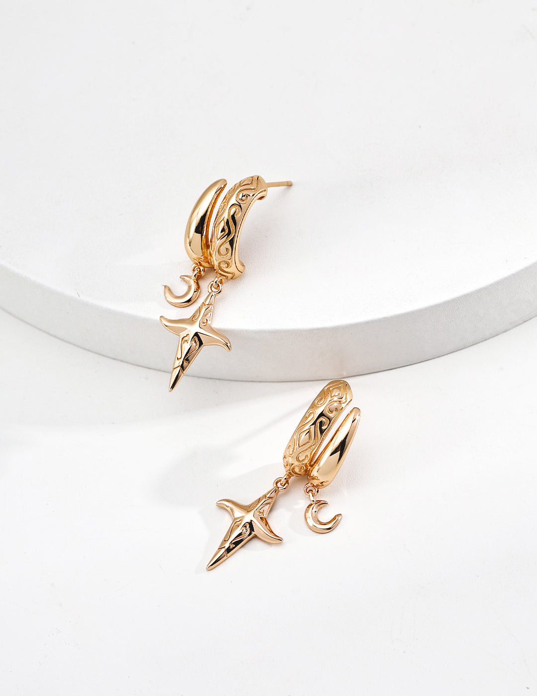 18k Gold Plated Charm Hoop Earrings - Nightfall