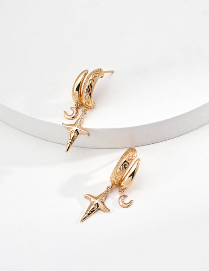 18k Gold Plated Charm Hoop Earrings - Nightfall