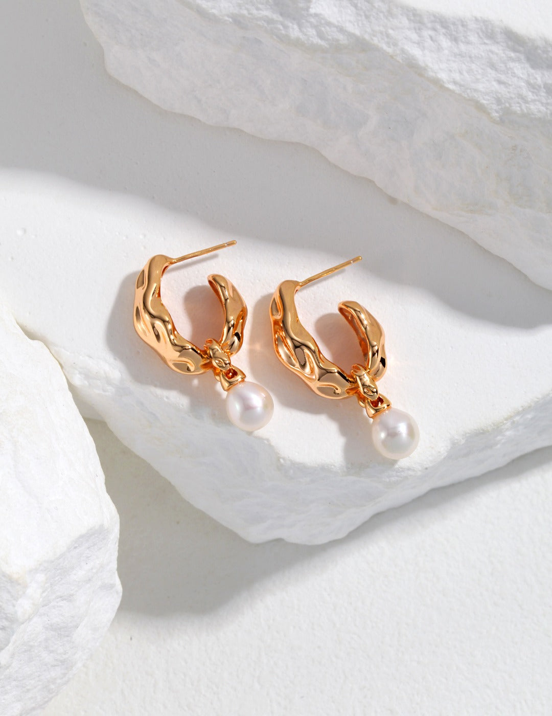 Gold Plated Natural Pearl Earrings – Flowline