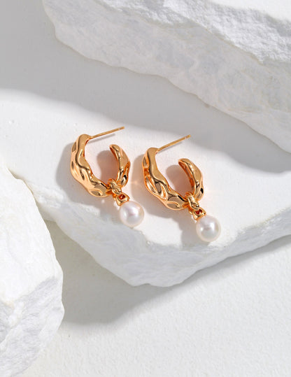 Gold Plated Natural Pearl Earrings – Flowline