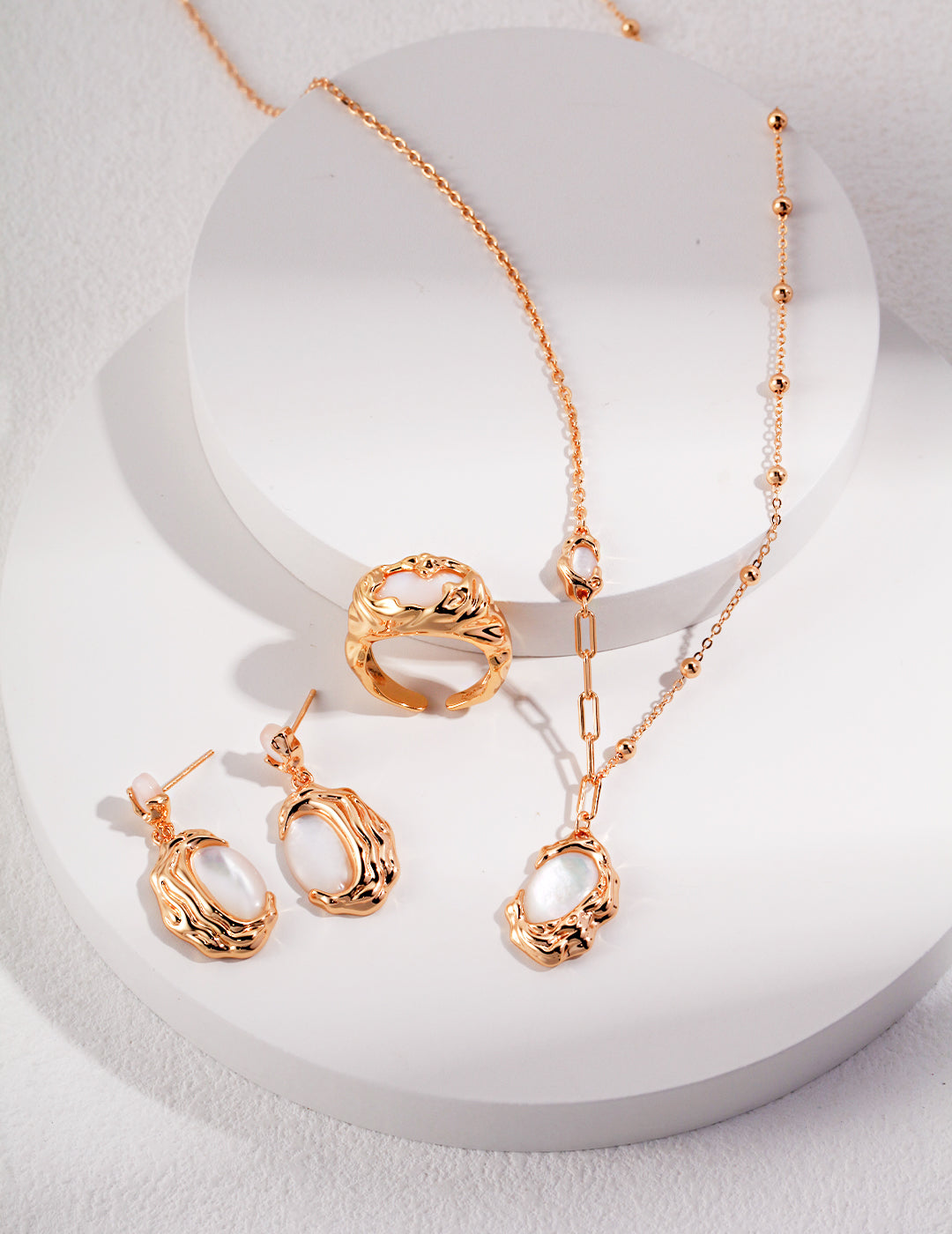 Gold Plated Mother of Pearl Gold Earring - Tide