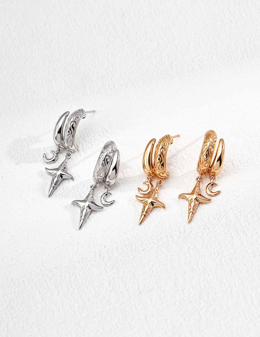 Silver Charm Hoop Earrings - Nightfall