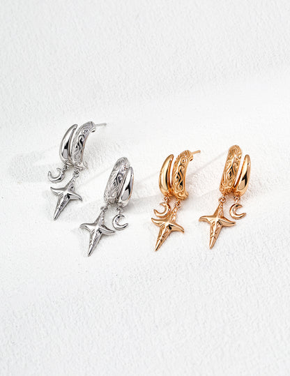 Silver Charm Hoop Earrings - Nightfall