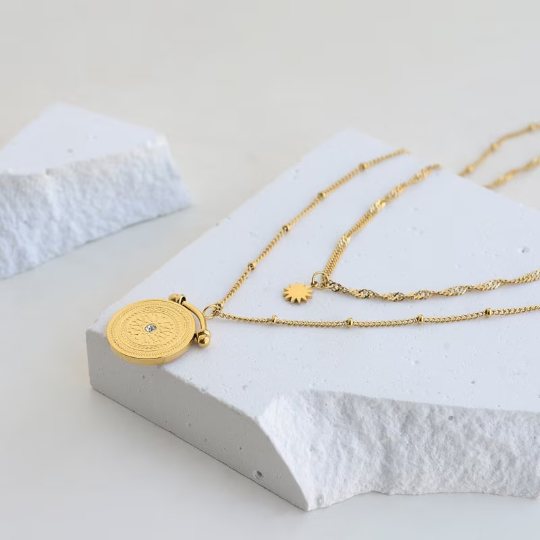 Gold Compass Necklace