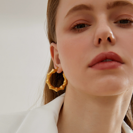 Bamboo Gold Hoop Earrings