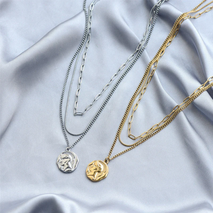 Medallion stacking necklace