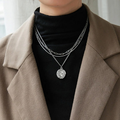 Medallion stacking necklace