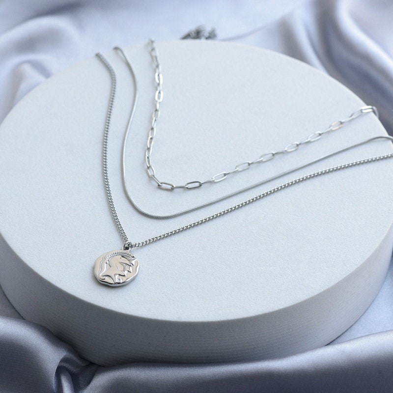 Medallion stacking necklace