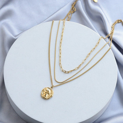 Medallion stacking necklace