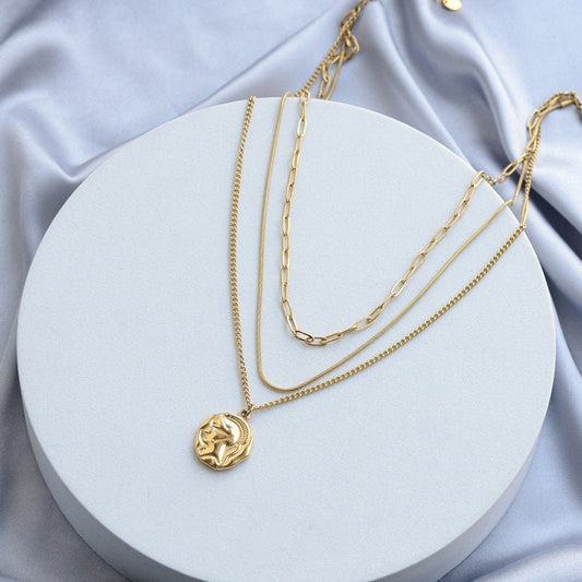 Medallion stacking necklace